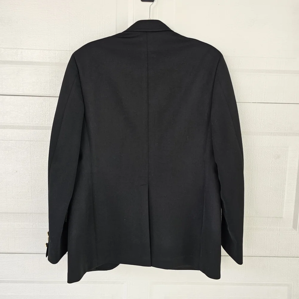 Men's Black Blazer-Gold Military Buttums-Classic Fit